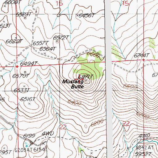 Topographic Map of Mustang Butte, NV