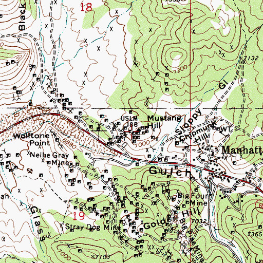 Topographic Map of Mustang Hill, NV