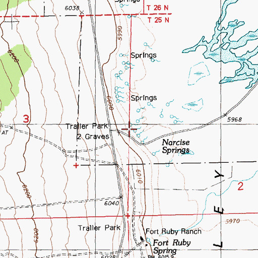 Topographic Map of Narcise Springs, NV