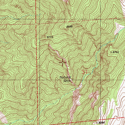 Topographic Map of Natural Arch, NV