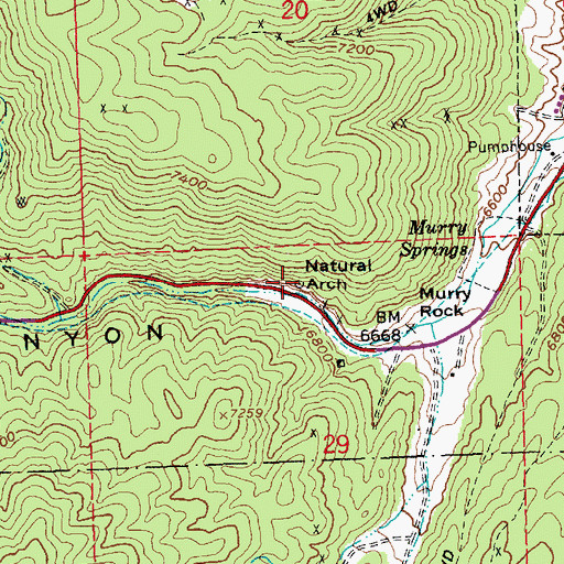 Topographic Map of Natural Arch, NV