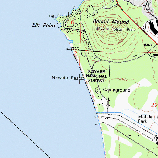 Topographic Map of Nevada Beach Forest Camp, NV