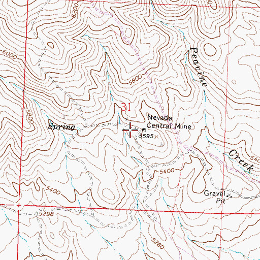 Topographic Map of Nevada Central Mine, NV