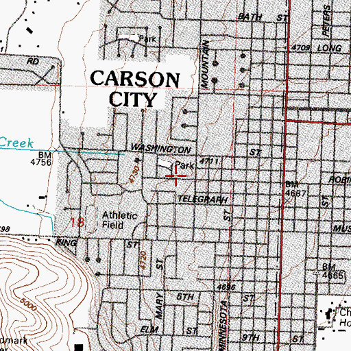 Topographic Map of Nevada Governor Mansion, NV