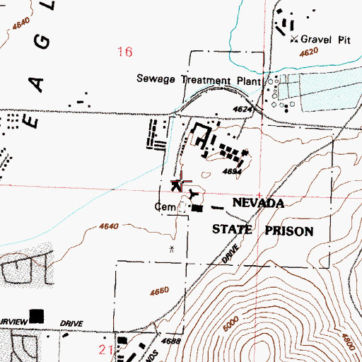 Topographic Map of Warm Springs Correctional Center, NV