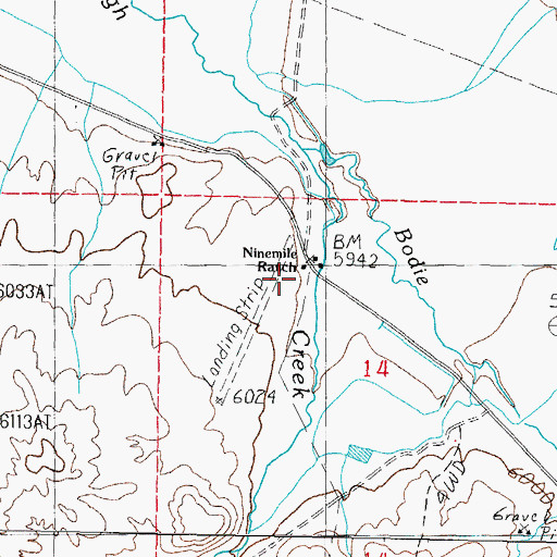 Topographic Map of Ninemile Ranch, NV