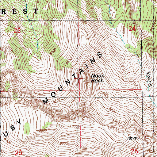 Topographic Map of Noon Rock, NV