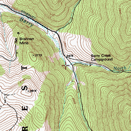 Topographic Map of North Fork Berry Creek, NV