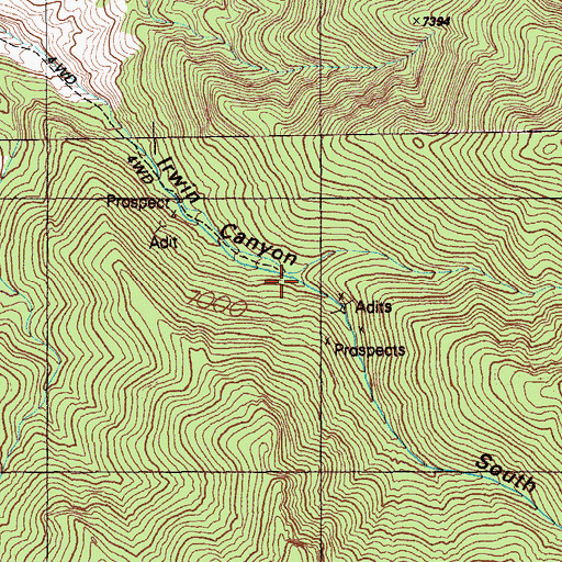 Topographic Map of North Fork Irwin Canyon, NV