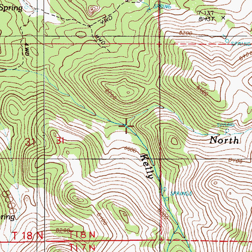Topographic Map of North Fork Kelly Creek, NV