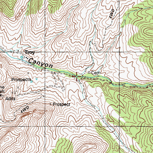 Topographic Map of North Fork Troy Canyon, NV