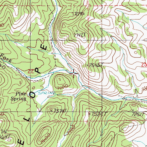 Topographic Map of North Fork Willow Creek, NV