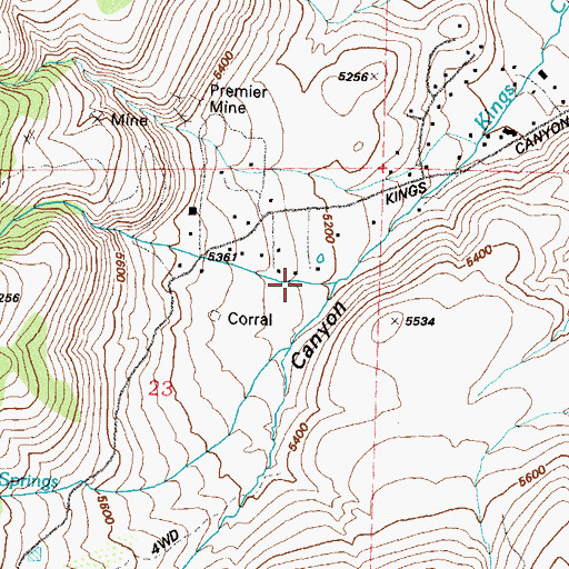 Topographic Map of North Kings Canyon, NV