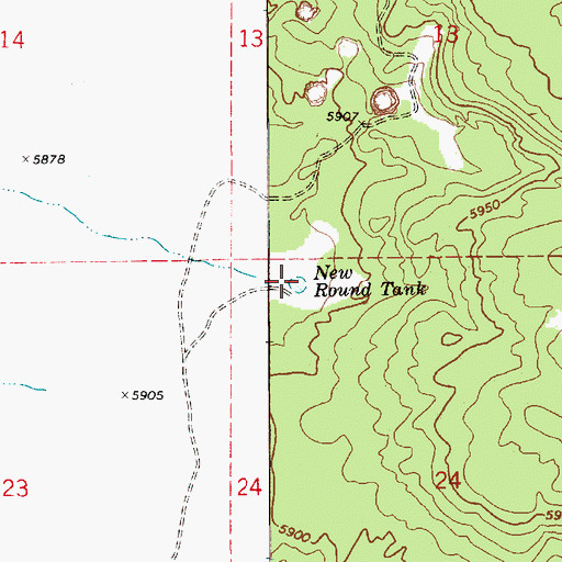 Topographic Map of New Round Tank, AZ