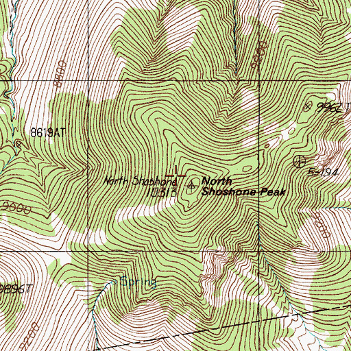 Topographic Map of North Shoshone Peak, NV