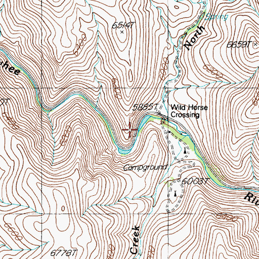 Topographic Map of North Wild Horse Creek, NV