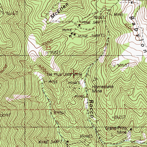 Topographic Map of Ne Plus Ultra Mine, NV