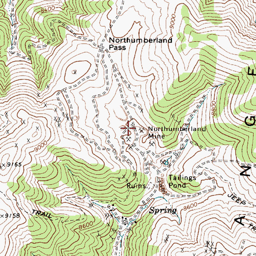 Topographic Map of Northumberland Mine, NV