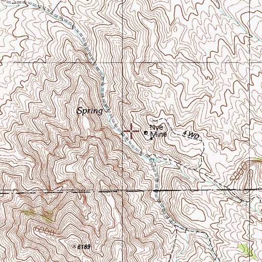 Topographic Map of Nye Mine, NV