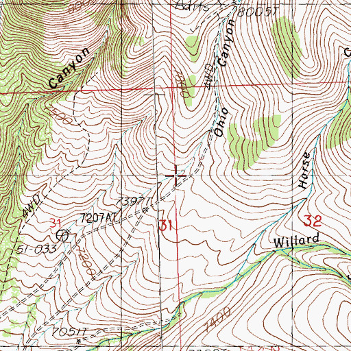 Topographic Map of Ohio Canyon, NV