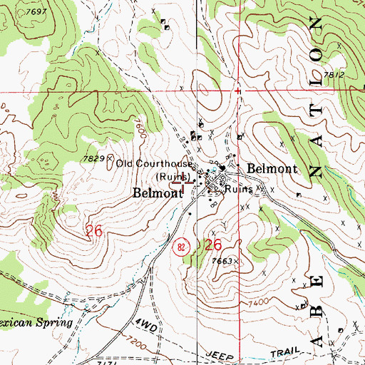 Topographic Map of Old Courthouse, NV