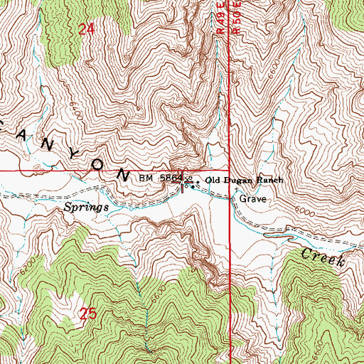 Topographic Map of Old Dugan Ranch, NV