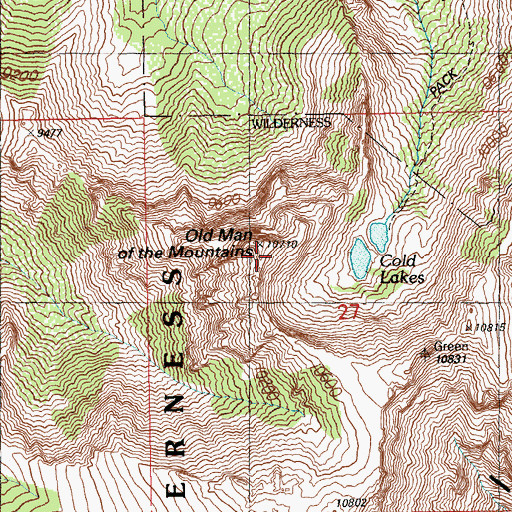 Topographic Map of Old Man of the Mountain, NV