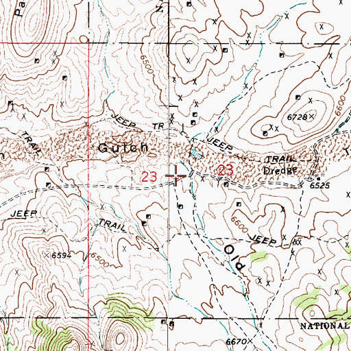 Topographic Map of Old Manhattan Gulch, NV