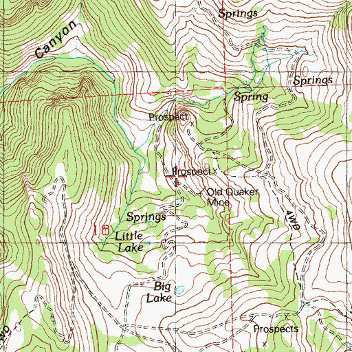 Topographic Map of Old Quaker Mine, NV