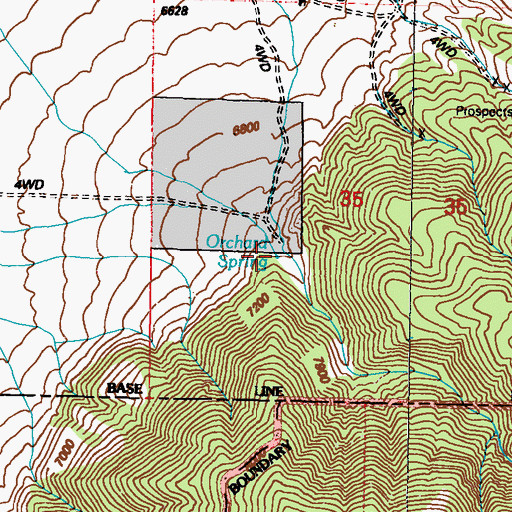 Topographic Map of Orchard Spring, NV