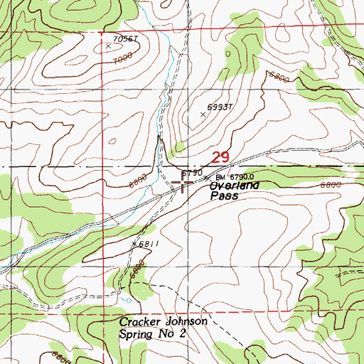 Topographic Map of Overland Pass, NV
