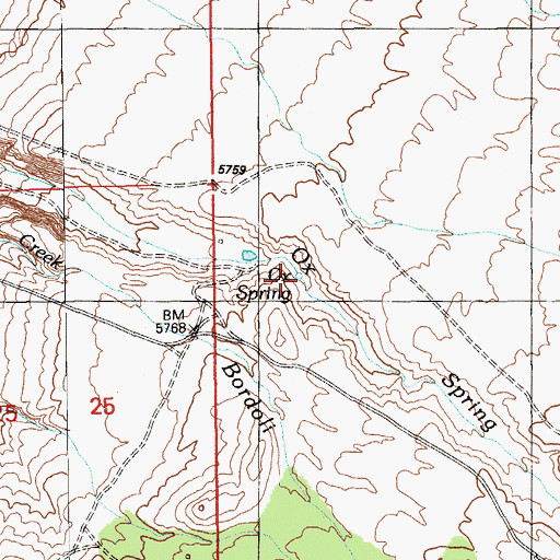 Topographic Map of Ox Spring, NV