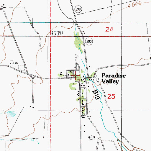 Topographic Map of Paradise Valley, NV