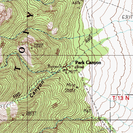 Topographic Map of Park Canyon, NV