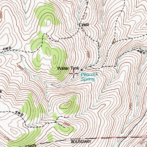 Topographic Map of Peacock Spring, NV