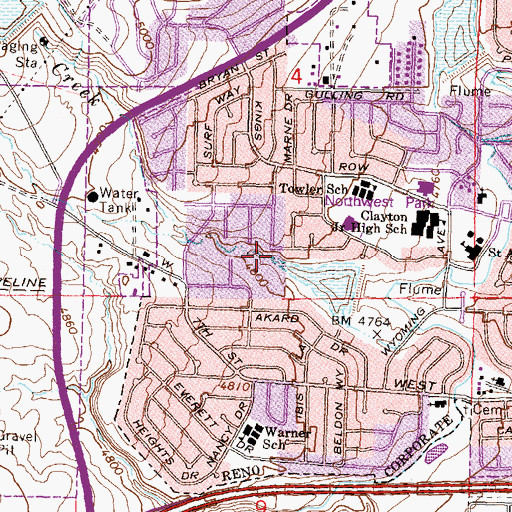 Topographic Map of Peavine Creek, NV