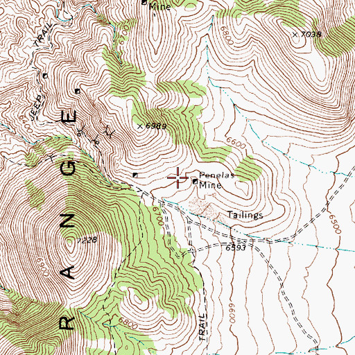 Topographic Map of Penelas Mine, NV