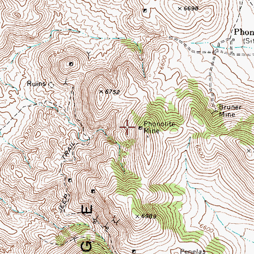 Topographic Map of Phonolite Mine, NV