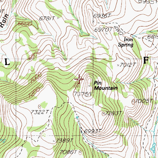 Topographic Map of Pin Mountain, NV