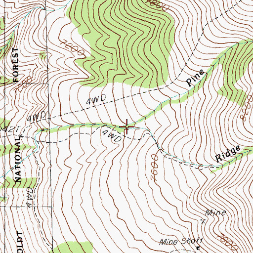 Topographic Map of Pine Creek, NV