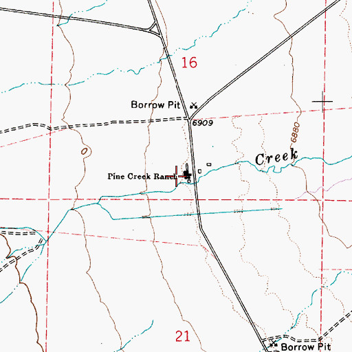 Topographic Map of Pine Creek Ranch, NV
