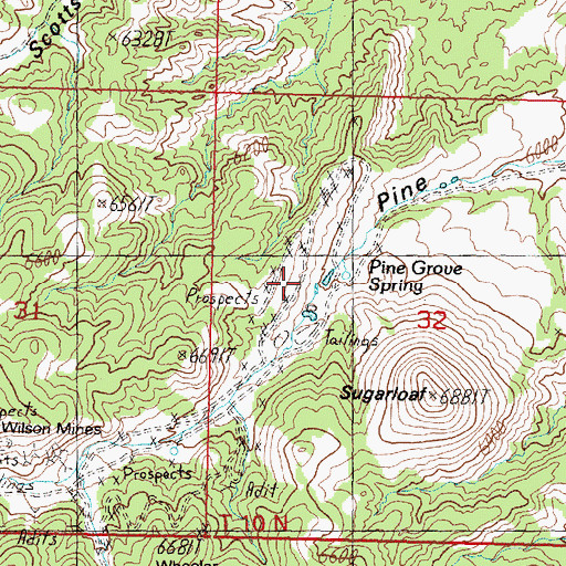 Topographic Map of Pine Grove Spring, NV