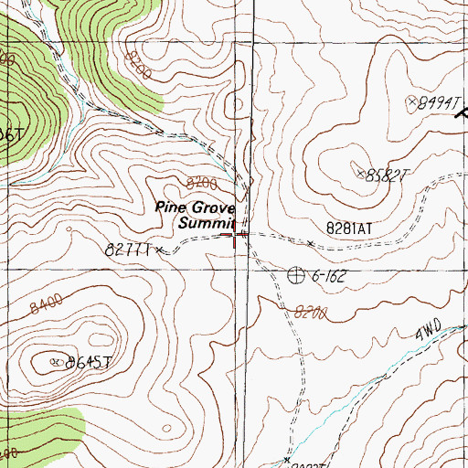 Topographic Map of Pine Grove Summit, NV