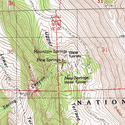 Topographic Map of Pine Springs, NV