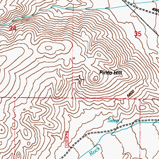 Topographic Map of Pinto Hill, NV