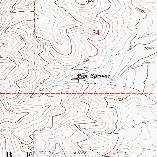 Topographic Map of Pipe Springs, NV