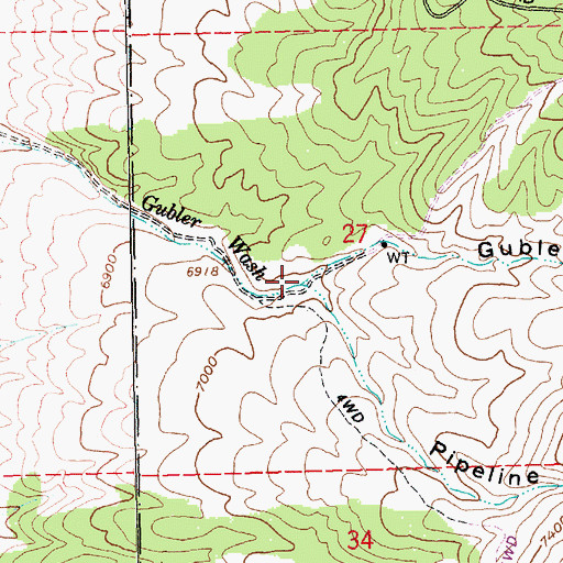 Topographic Map of Pipeline Canyon, NV