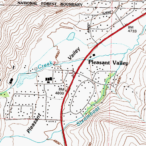 Topographic Map of Pleasant Valley, NV
