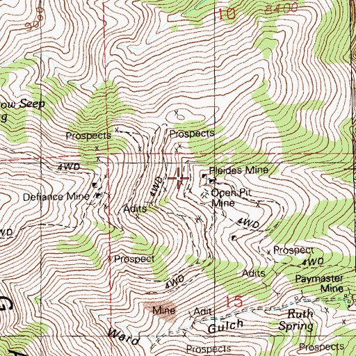 Topographic Map of Pleides Shaft, NV