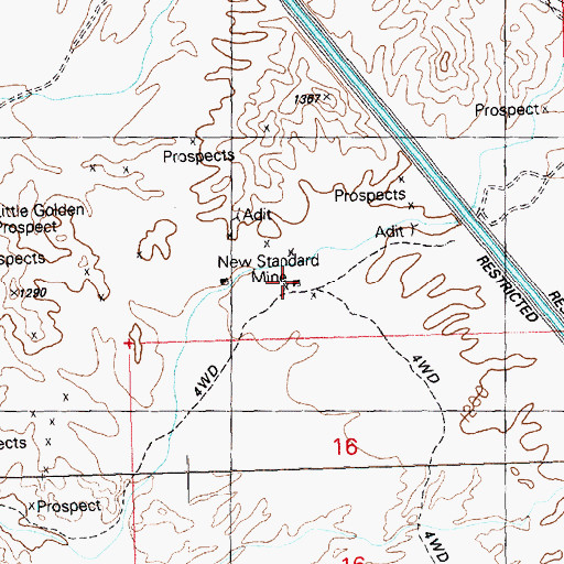 Topographic Map of New Standard Mine, AZ